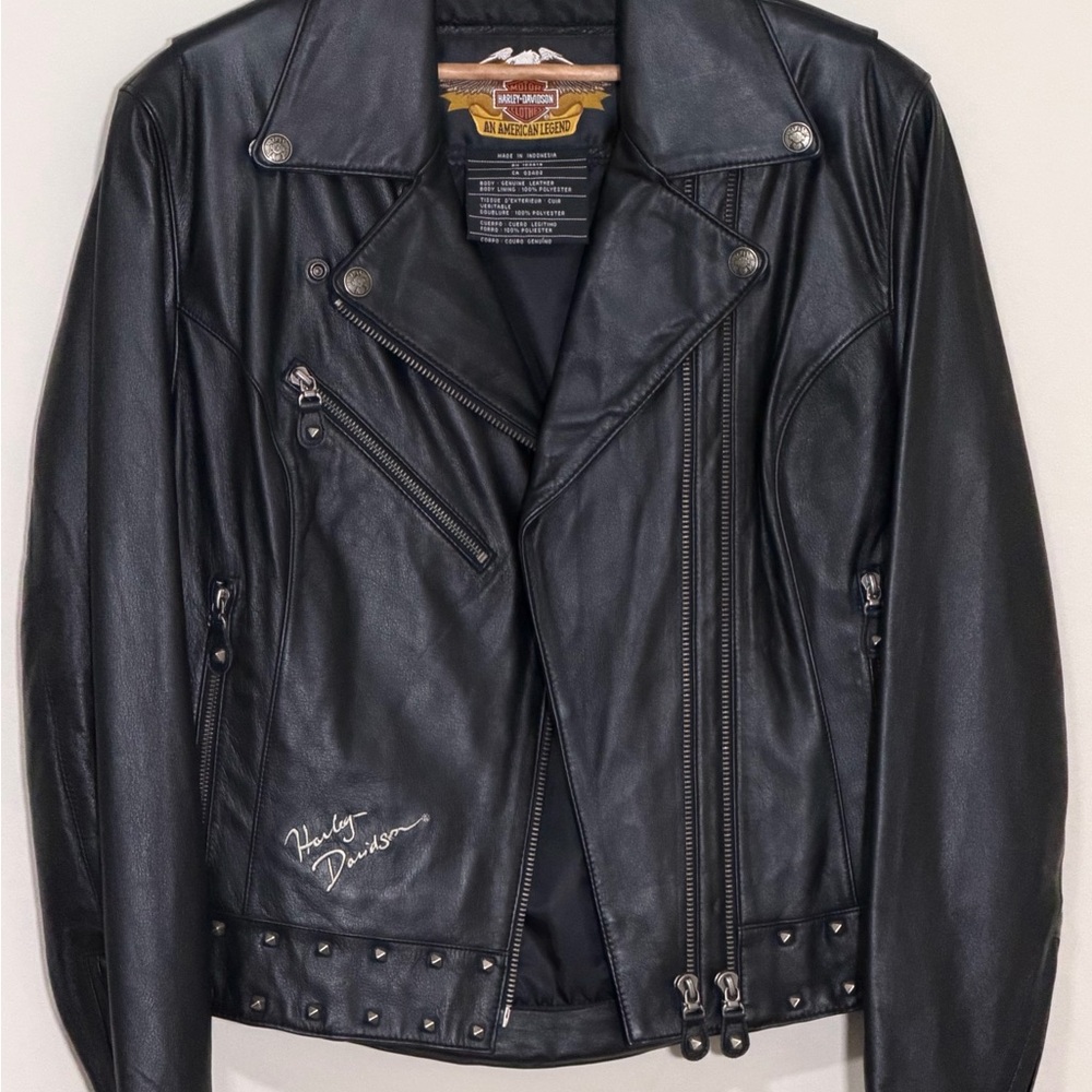 NWOT Women’s Harley-Davidson Black Leather Motorcycle Jacket (M)